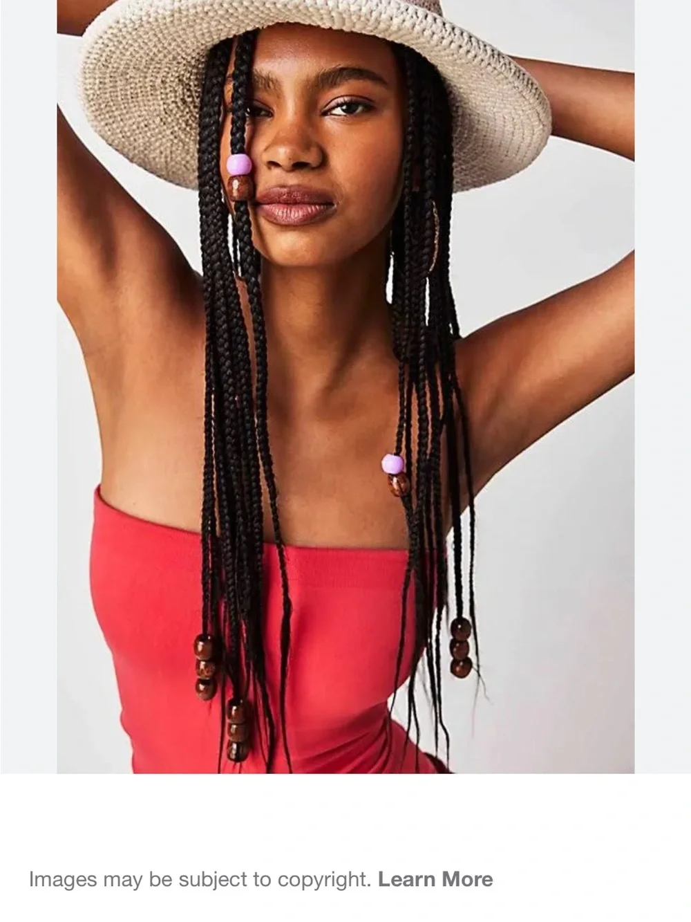 Free People Wide Brim Sun Hat - Cream with Orange & Pink
